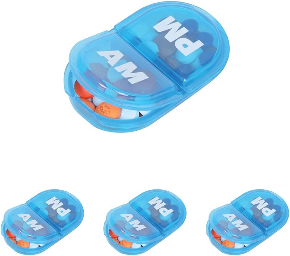 EZY DOSE Daily Round, Compact, Small, Disrcrete, Portable On-The-Go Pocket Pharmacy, Pill Box, Organizer and Vitamin Containers, Snap Shut Lids, Travel Friendly, Colors May Vary, 2 Pack, BPA Free