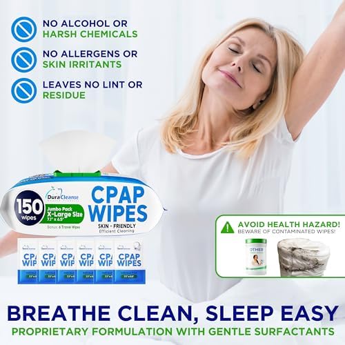XL CPAP Mask Wipes - Unscented Cleaner Full Face & Nasal Masks - 150 Ct + 6
