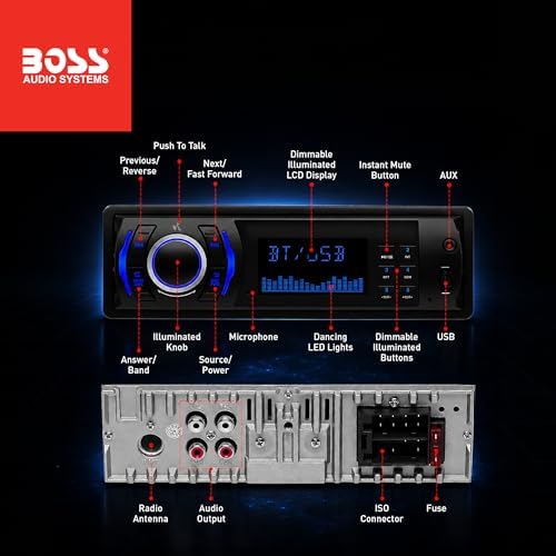BOSS Audio Systems 616UAB Single DIN Bluetooth Car Stereo, No DVD, USB