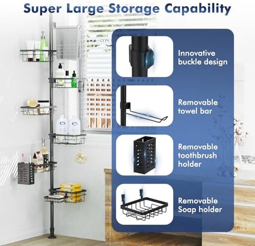 Shower Caddy Organizer Tension Pole, Corner Shower Shelves Bathroom Storage