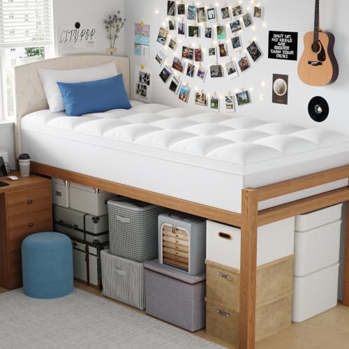ELEMUSE Twin XL Mattress Topper for College Dorm, Thick Pillow Top Bed Pad