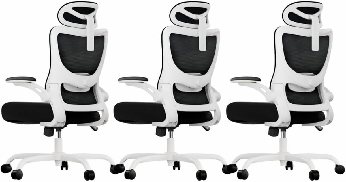 Marsail Ergonomic Office Chair: Office Desk Chair with High Back Mesh and Adjustable Lumbar Support Rolling Work Swivel Task Chairs with Wheel 3D Armrests and Headrest