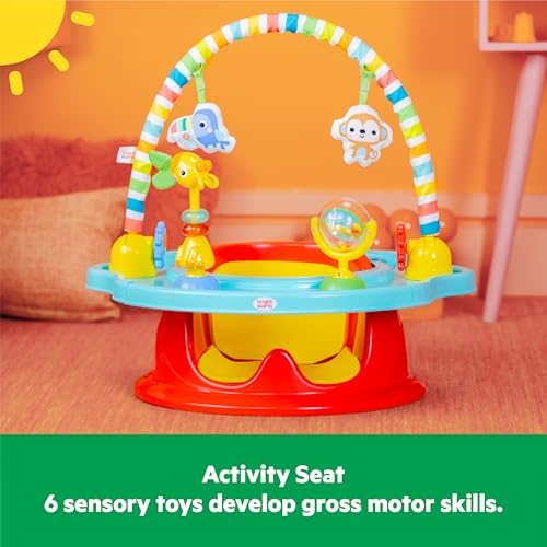 Bright Starts 3-in-1 SuperSeat Playful Paradise, Baby Activity Seat with Toys, Snacking Tray, Booster Seat, BPA Free Tray, Unisex, 6 Months +