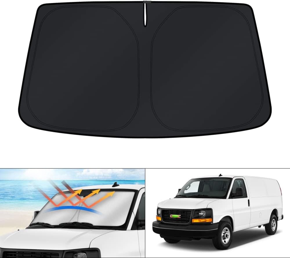 KUST Windshield Sun Shade for 2017-2026 Tesla Model Y/Model 3 Sunshade Accessories (Fit 2025-2026 Model Y Juniper / 2024 Model 3 Highland) Upgraded Foldable Sunshade, Blocks UV Rays Keep Car Cool