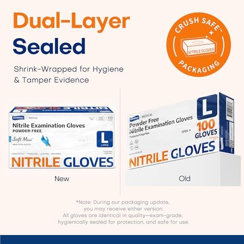 Supmedic Medical Soft Max Nitrile Exam Gloves Powder-Free Disposable 100 Ct