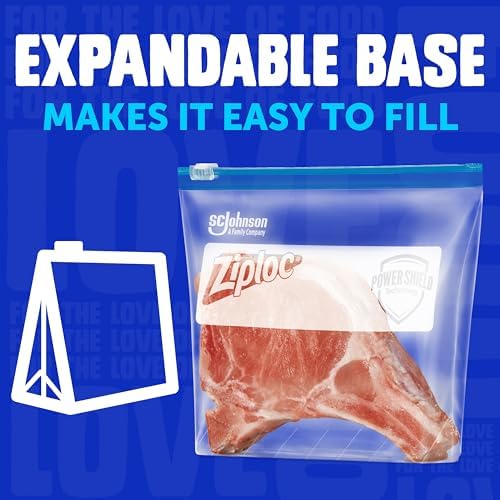Ziploc Gallon Freezer Slider Bags, Food Storage, 28 Count