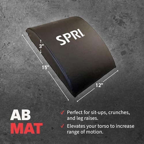 SPRI Ab Mat - Workout Mat Accessory for Abdominal Exercises, Sit-Ups, Crunches, Push-Ups, Core Training, and More - Portable Padded Shaped Mat with Curved Back Support for Toning Abs
