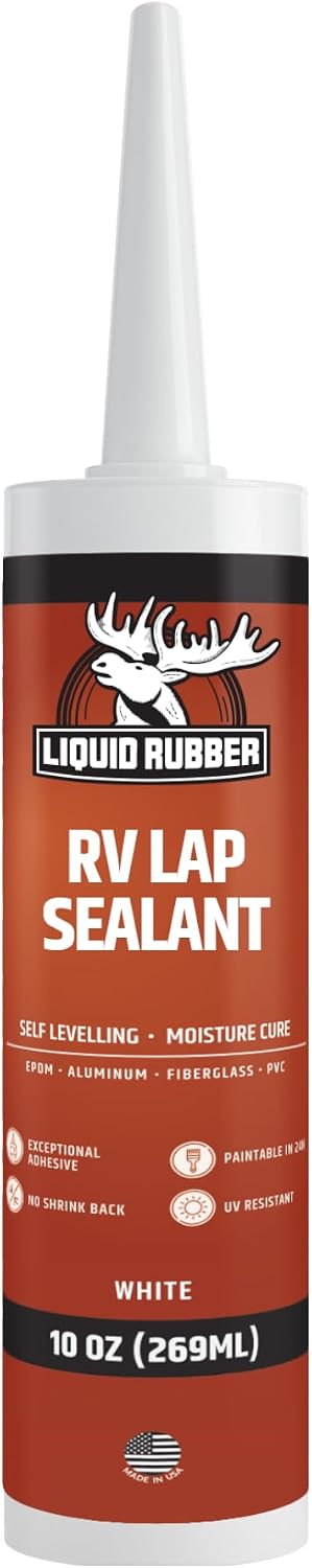 Liquid Rubber RV Lap Sealant, Self-Leveling Roof Sealer, White, 4 Pack