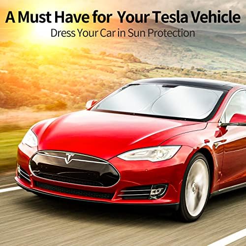 Upgraded Sunshade, Improved UV Protection Fabric, Foldable Front Sun Shade, Custom Accessories for Tesla Model 3/Y/Y Juniper 2016 to 2026