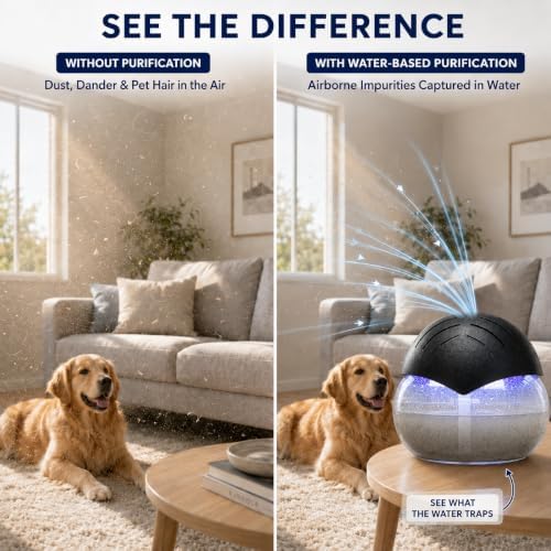 Air Freshener（Black） - for Home, Bedroom, Office and Warehouse - Essential Oil Aroma Diffuser with LED Color Night Light and Soothing Water Flow Sound - for Pets and Smokers.