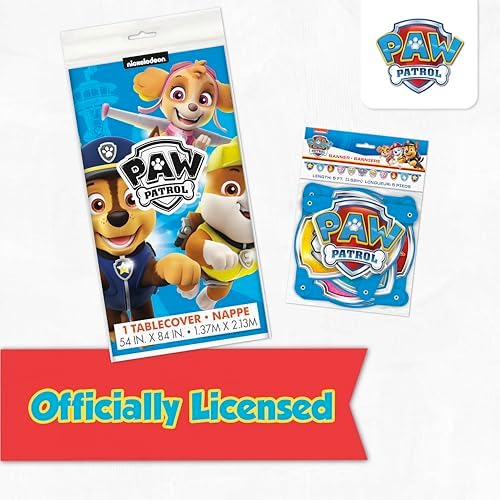 Paw Patrol Tablecloth and Paw Patrol Birthday Banner - Party Decorations