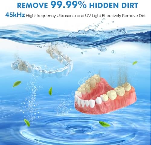 Upgraded Ultrasonic Retainer Cleaner Machine, 45kHz Ultrasonic Dentures Cleaner for Night Guards, Braces, Aligner, Toothbrush, Jewelry and More, 200ML Capacity, Black1