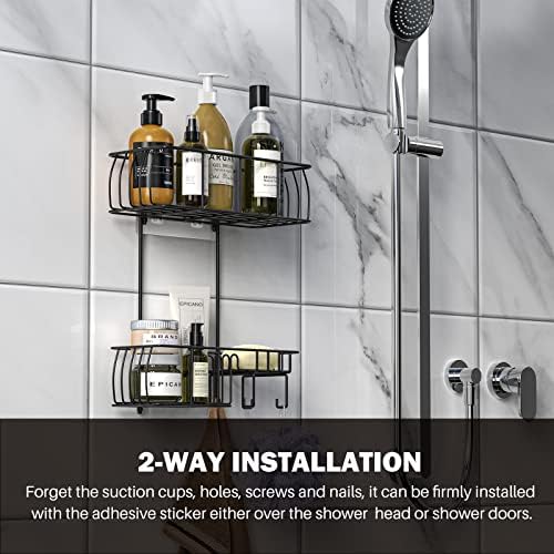 Epicano Shower Caddy Hanging,Large Capacity Shower Organizer,Black