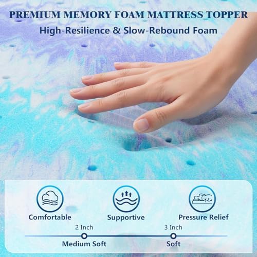 Bedspick 3 Inch Twin XL Mattress Topper - Gel Infused Memory Foam Extra Long Single Bed Topper Pad for College Dorm, Plush Feel, Pressure Relieving, CertiPUR-US Certified