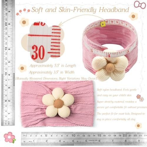 CÉLLOT 5Pcs Baby Flower Headbands Baby Girl Soft Nylon Headband for Newborn