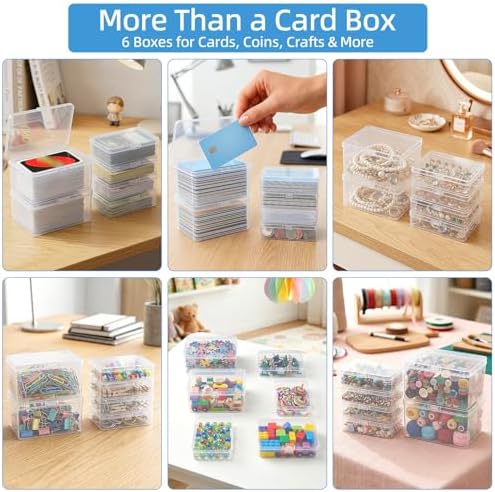 neotidy Playing Card Storage Box Set of 6, Clear Plastic Playing Card Cases Organizer with Snap Lid, Mixed Sizes Card Game Storage for UN* Cards, Standard Decks, Trading Cards, Card Game Holder Case