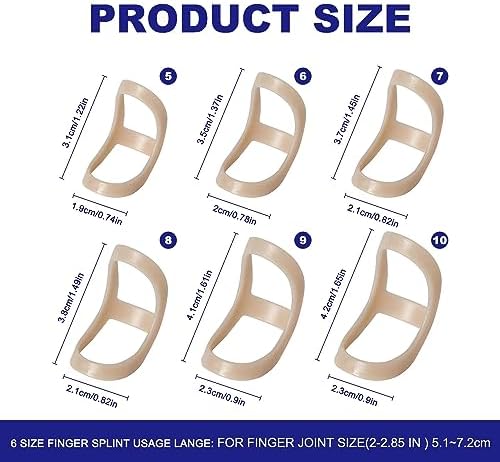 Soft Home 6 Pack Oval Finger Splints Waterproof Finger Splint for Arthritis, Trigger Finger,Mallet Fingers - Trigger Finger splints For Thumb, Index, Middle, Pinky or Ring Finger