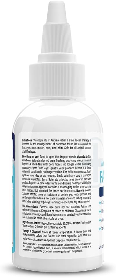 Vetericyn Plus Feline Facial Therapy | Healing Aid and Skin Repair for Different Cat First Aid Needs, Including Cat Acne, Cat Ear and Eye Problems. 2 Ounces