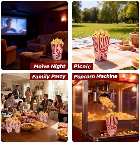 Homrelaxy 5 Pack Plastic Popcorn Containers, Reusable Popcorn Boxes