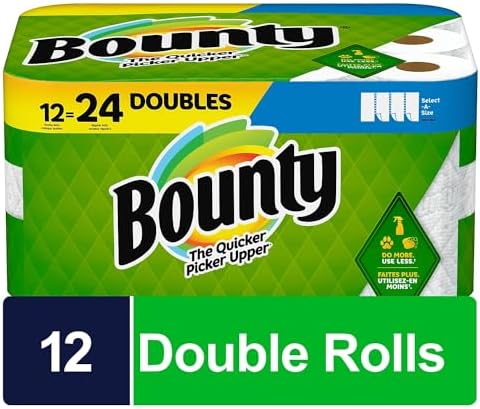 Bounty® Select-A-Size® Double 2-Ply Paper Towels, 98 Sheets Per Roll, Pack of 12 Rolls