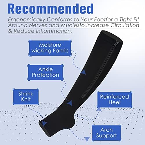 bropite Zipper Compression Socks Women & Men |15-20mmHg Open Toe knee high