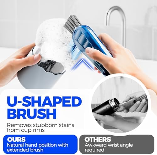 Holikme 6 Pack 4 in 1 Cup Lid Cleaning Brush 3 Straws Bottle Brush,Black