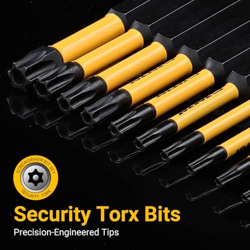 TGFTGF Impact Torx Bit Set 31PCS (T5 T6, TT7-TT40), 1” 2” S2 Steel Security Torx, Tamper Proof Star Bit Set with Magnetic CNC Machined Tips, Impact Screwdriver Bits with Bit Holder Storage Case