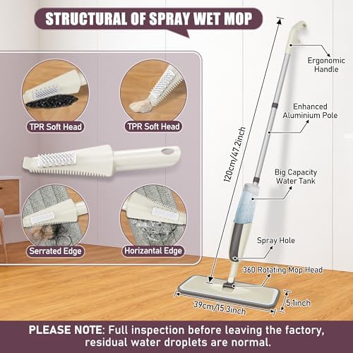 Spray Wet Mops for Floor Cleaning: Hardwood Floor Mop Refillable Reusable