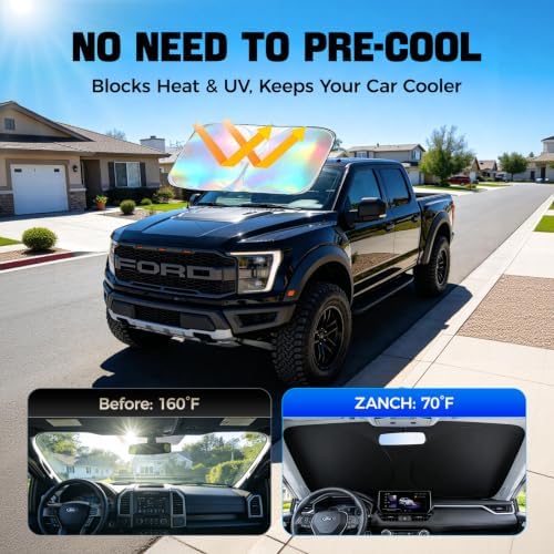 Window Shades for Car Windshield - Foldable Car Window Shades, 210T Reflective UV Block Sun Visor, Keep Vehicle Cool in Summer Heat, Universal Fit for Cars, SUVs and Trucks, Easy to Install & Store