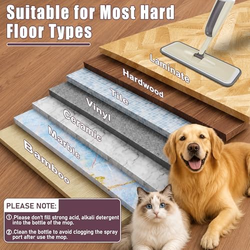Spray Wet Mops for Floor Cleaning: Hardwood Floor Mop Refillable Reusable