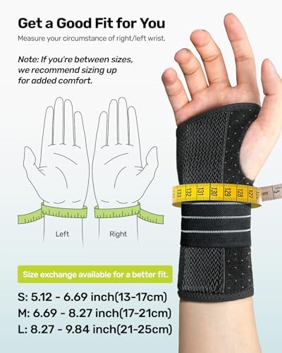 Rakiie Carpal Tunnel Wrist Brace Ergonomic Night Splint, Gray