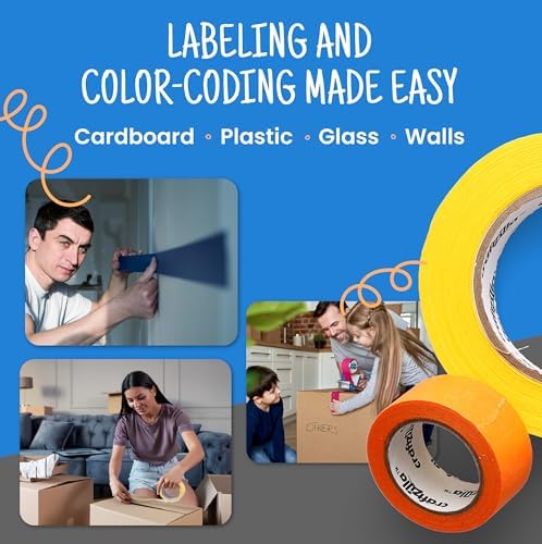 Craftzilla Colored Duct Tape Multi-Pack, 6 Bright Colors,10 Yards x 2 Inch
