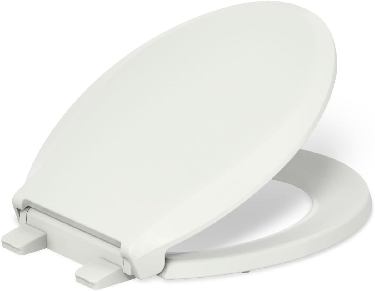 KOHLER 4636-RL-0 Cachet ReadyLatch Elongated Toilet Seat Slow Close, Soft Close Toilet Seat Quiet Lid, Contoured Grip-Tight Bumpers Installation Hardware, Apartment Essentials, White