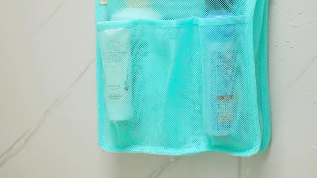 famichan Portable Mesh Shower Caddy, Gym Travel Camp Dorm Room Essentials for College Student Boy Girl, Bathroom Shower Bag - Black