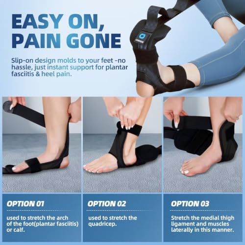 comness Foot and Calf Stretcher-Stretching Strap For Plantar Fasciitis, Heel Spurs, Foot Drop, Achilles Tendonitis & Hamstring. Yoga Foot & Leg Stretch Strap. (Black)