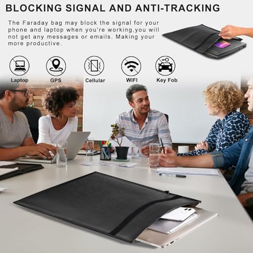 5 Pack Faraday Bags, Large Faraday Cage with Handle, Anti-Tracking Faraday Bag for Laptops & Tablets & Phones & Car Keys, Fireproof & Waterproof RFID Signal Blocker Bag