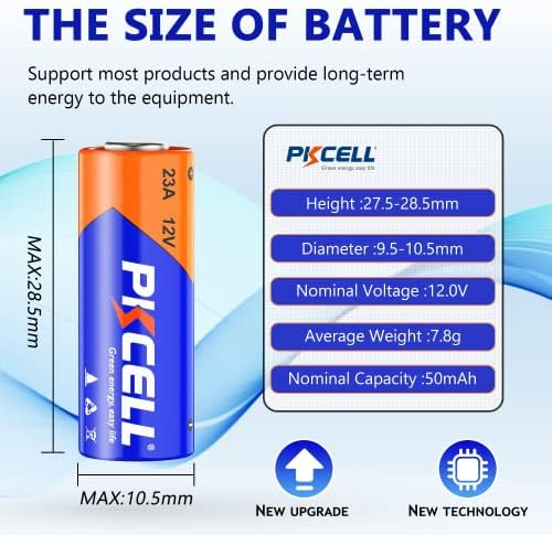 PKCELL 23A 12 Volt Battery 10 Pack, Alkaline 23A 12V Battery for Remote