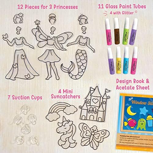 Imagimake Window Art - Princess, DIY Mess-Free 16 Pieces Suncatcher Kit