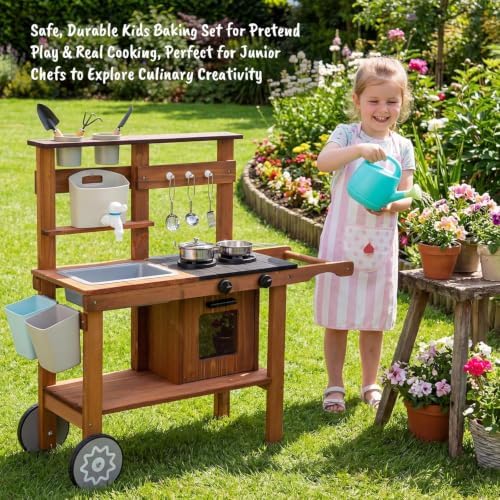Kid Apron and Chef Hat Set, 3Pcs Children Cooking Baking Set Kits