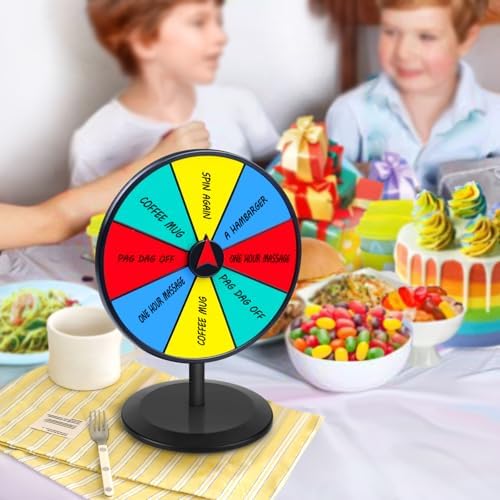 Pionites Prize Wheel 8 INCH Tabletop Roulette Wheel of Fortune Spin with Dry Erase Marker for Engaging Home Parties, Trade Show, Carnival Events,Party Birthday Wedding Housewarming