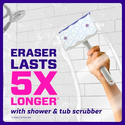 Mr. Clean Magic Eraser Sponge, Bathroom, Shower, Tub Cleaner, Soap Scum Remover, Bathroom Cleaning Supplies, Dawn Cleaning Power with Lavender Scent, Shower & Tub, 8ct