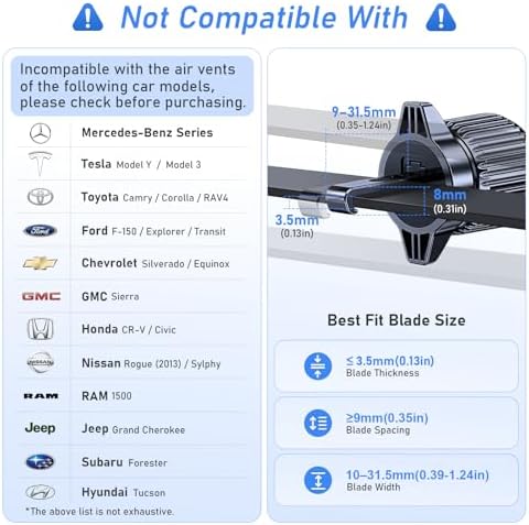 Blukar Car Phone Holder Mount, Super Stable Air Vent Cell Phone Car Mount