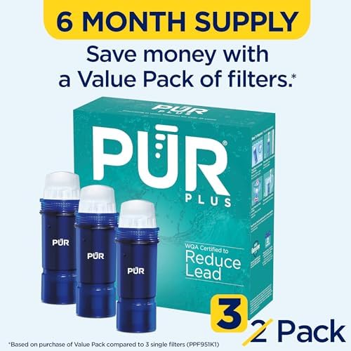 PUR Plus Water Filter Replacement for Pitchers & Dispensers, 6-Month Supply, 3 Count, Blue (PPF951K3)