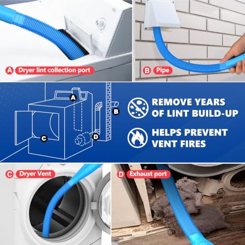 Sealegend Dryer Vent Cleaner Kit with Vacuum Hose Attachment & Brush Blue