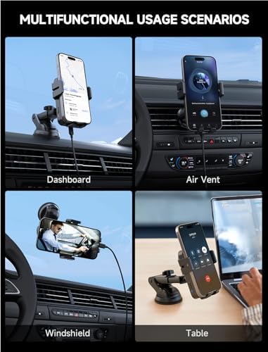 Wireless Car Charger 15W Auto Clamping Phone Holder Dash Windshield Vent