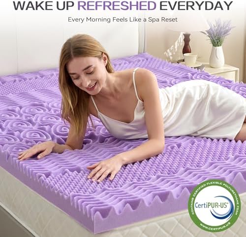 SINWEEK 2 Inch 7-Zone Memory Foam Mattress Topper Twin XL, Twin Extra Long Mattress Pads for College Dorm Room, Pressure Relieve CertiPUR-US Certified, 39x80 Inches, Violet