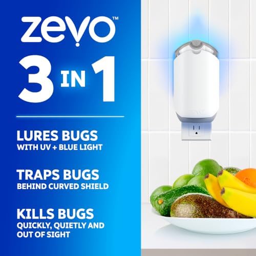 Zevo Flying Insect Trap for Fruit Flies & Gnats, 2 Plug-in Bases, 2 Refills