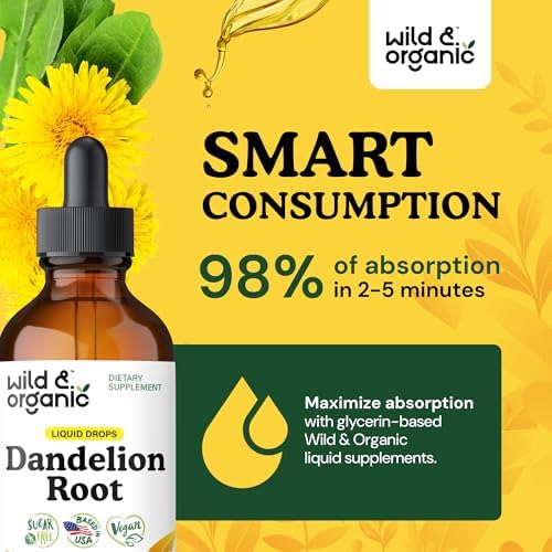 Wild & Organic Dandelion Root Extract Drops - Liver Cleanse Detox - 4 oz