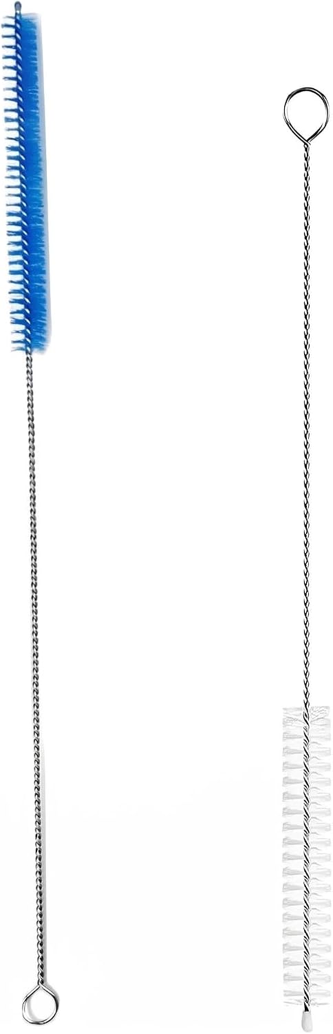 2 Pack Straw Cleaner Brush, Reusable Metal Handles Straw Cleaner Brush Extra Long for Stanley Mug 40, 30, 20 oz, 10mm Wide for Sippy Cup, Water Bottle and Tubes (Clear+Clear)