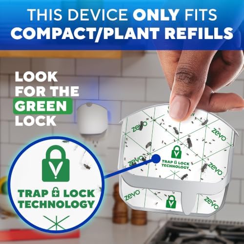 Zevo Compact Flying Insect Trap for Gnats & Fruit Flies, 1 Base & 3 Refills